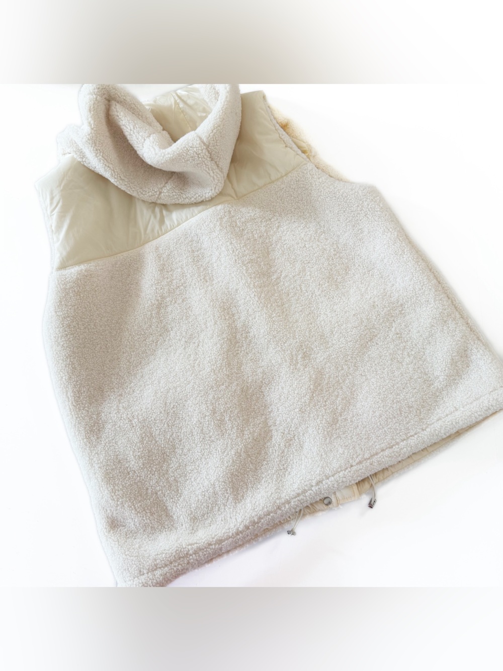 Chicos Vest Jacket Sz 3 Womens 16 Cream Zenergy Sherpa Hooded New - Picture 8 of 8